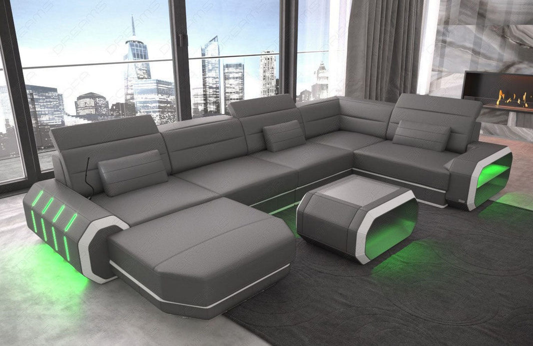 Wohnlandschaft Roma XL U-Form in Leder