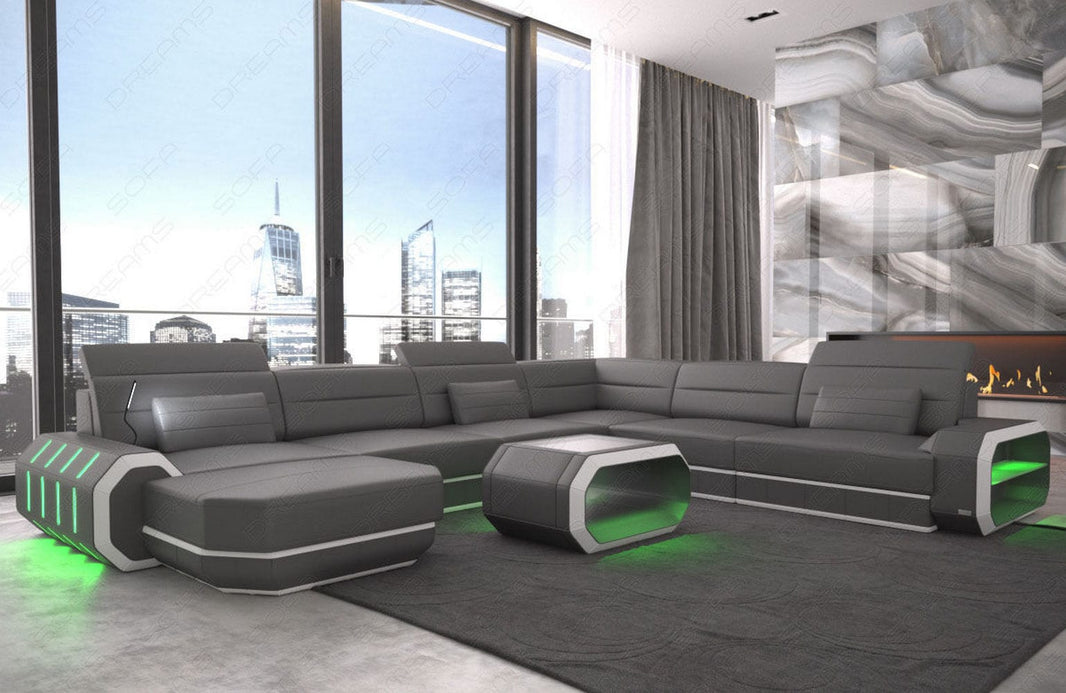 Mini XL Wohnlandschaft Roma U-Form aus Leder