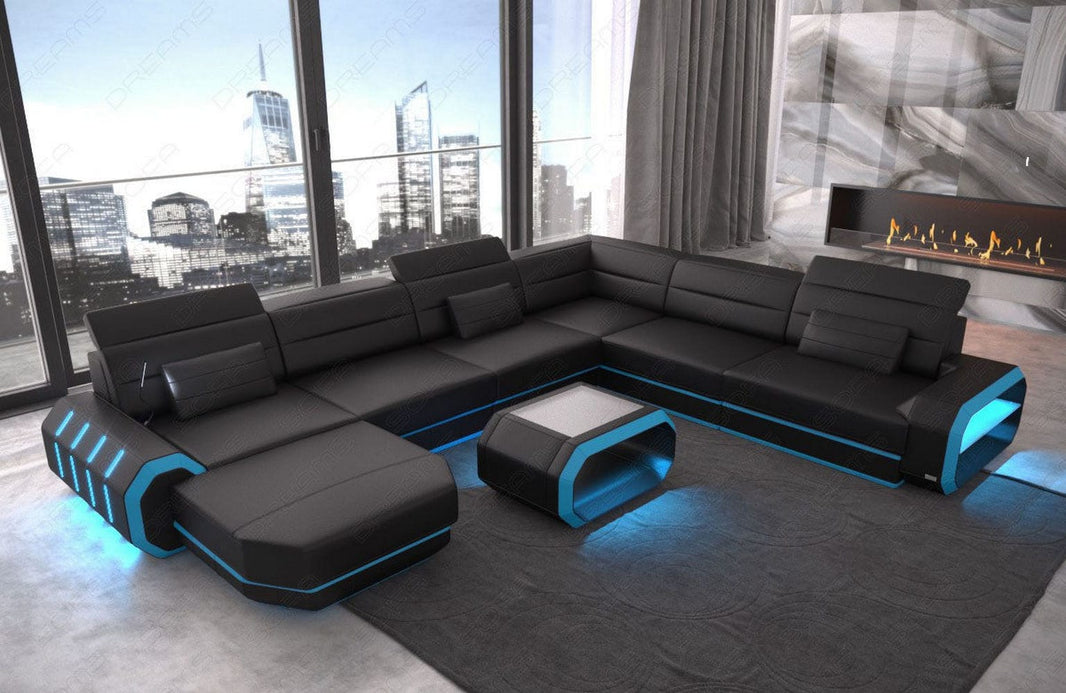 Mini XL Wohnlandschaft Roma U-Form aus Leder