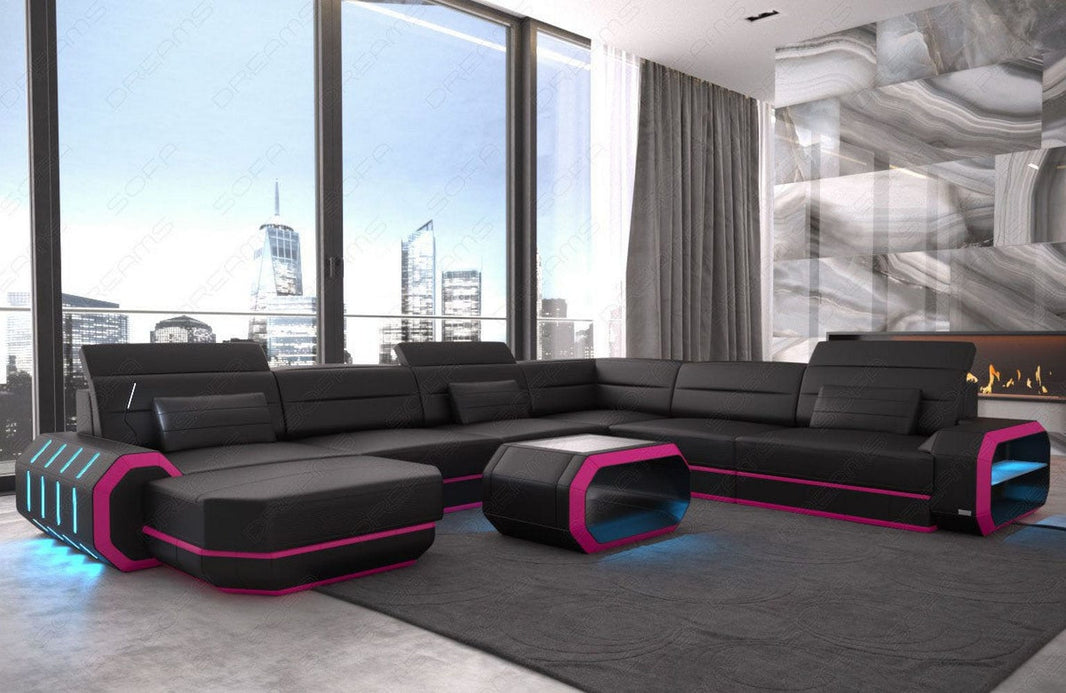 Mini XL Wohnlandschaft Roma U-Form aus Leder