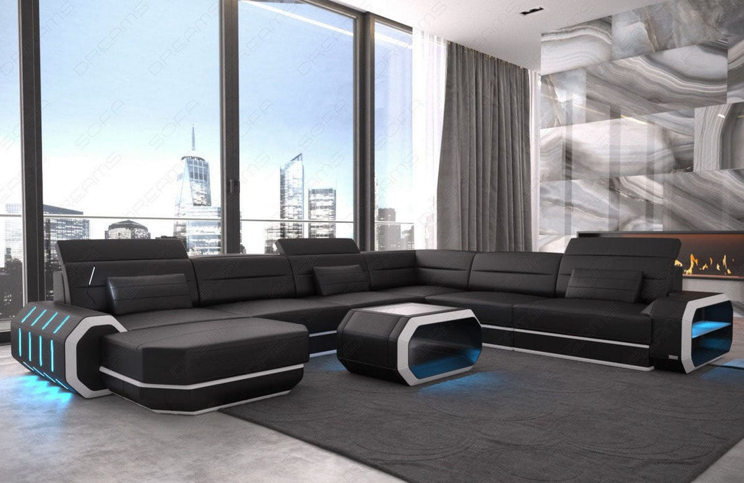 XL Wohnlandschaft Roma U-Form in Leder