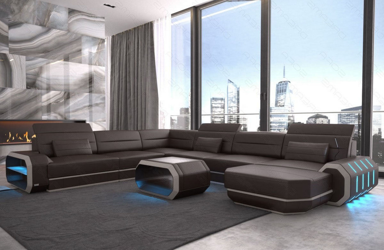 XL Wohnlandschaft Roma mit LED – Komfort & Stil