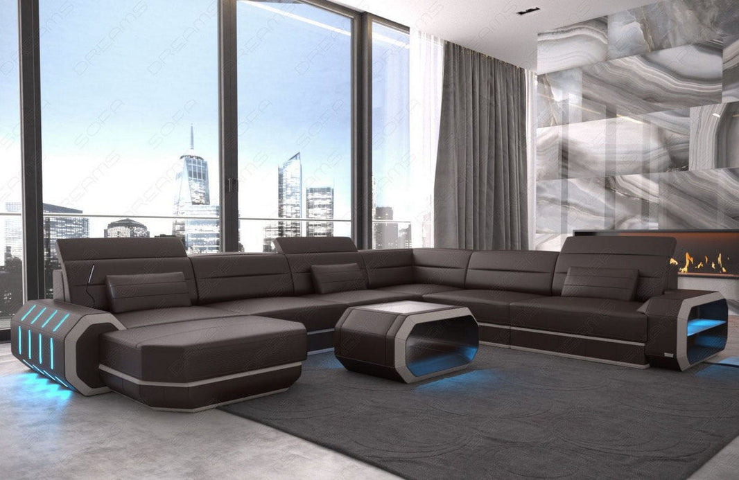 XL Wohnlandschaft Roma U-Form in Leder