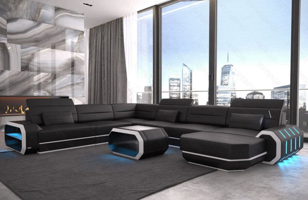 XL Wohnlandschaft Roma U-Form in Leder