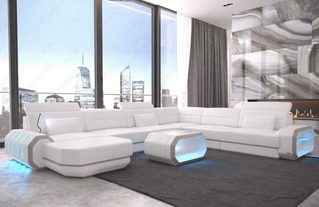 XL Wohnlandschaft Roma U-Form in Leder