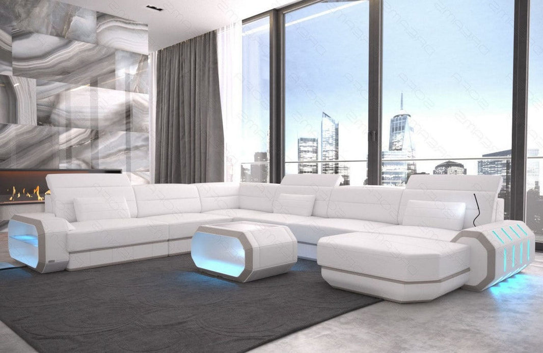 XL Wohnlandschaft Roma U-Form in Leder