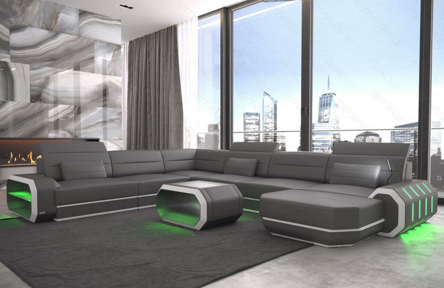 XL Wohnlandschaft Roma mit LED – Komfort & Stil