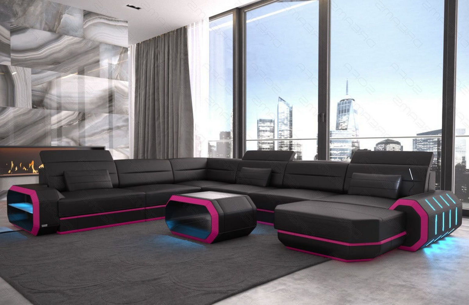 XL Wohnlandschaft Roma mit LED – Komfort & Stil