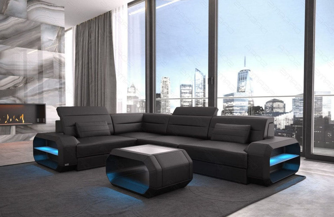 Mini Couch Verona L-Form in Leder
