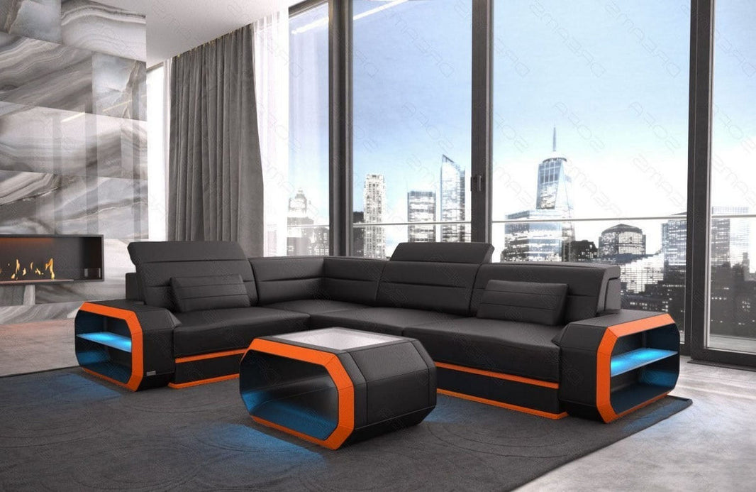 Couch Verona L-Form in Leder