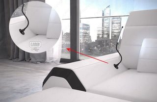 Couch Verona L-Form in Leder grau-weiß