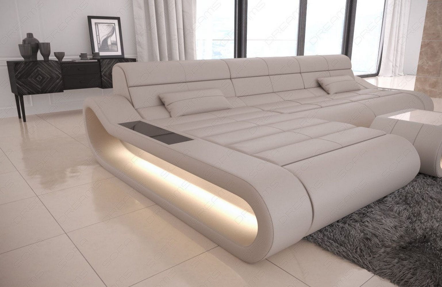 Ledersofa Concept L-Form – Lang & Komfortabel beige
