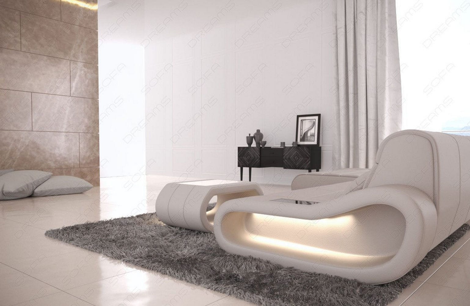 Ledersofa Concept L-Form – Lang & Komfortabel beige