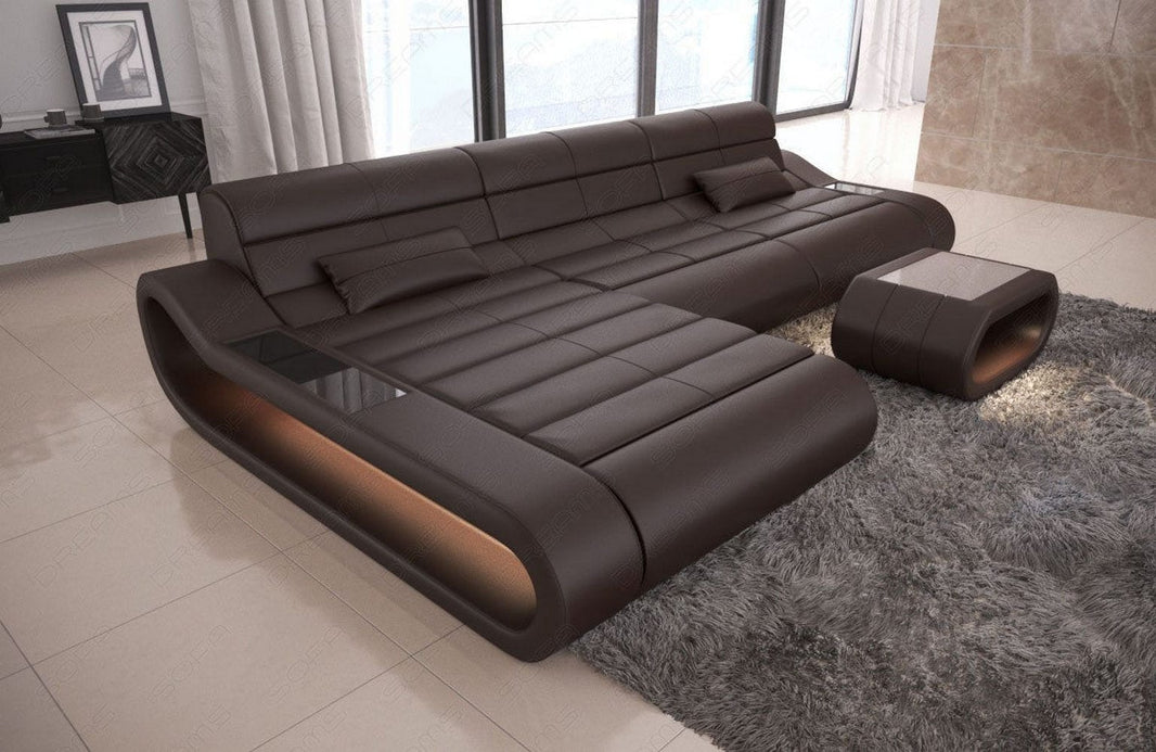 Couch Concept Lang L-Form in Leder