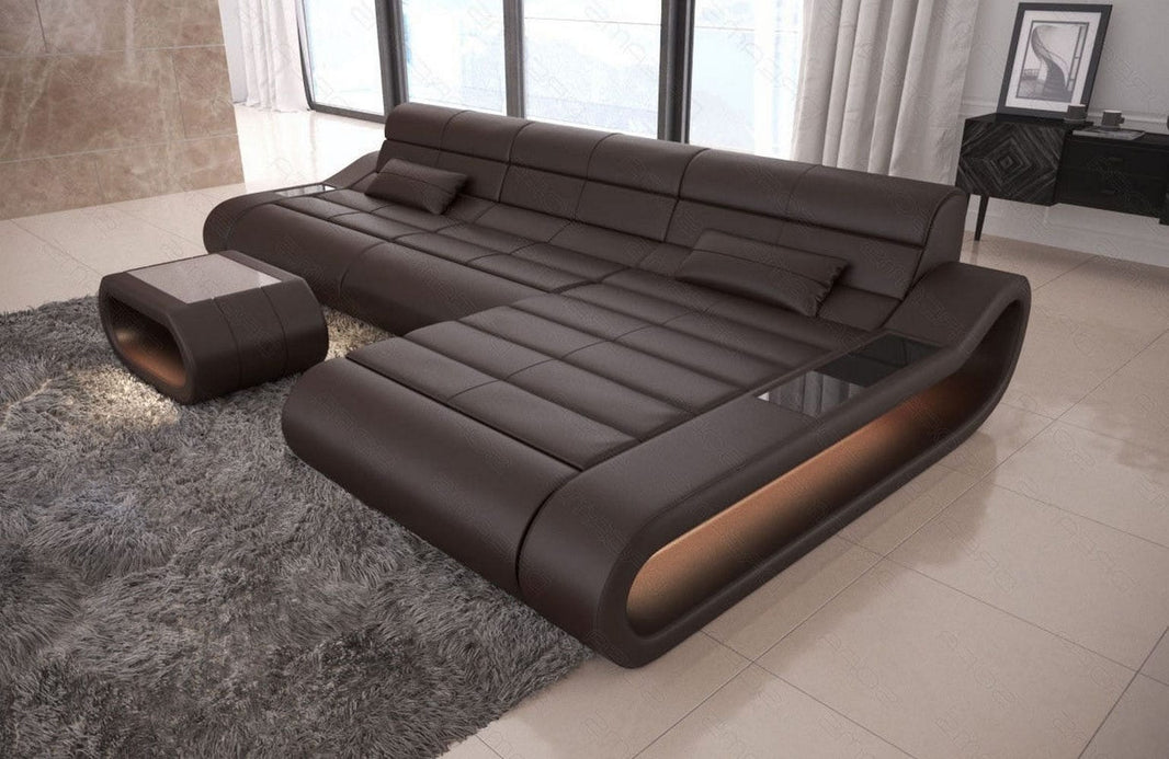 Couch Concept Lang L Form in Leder