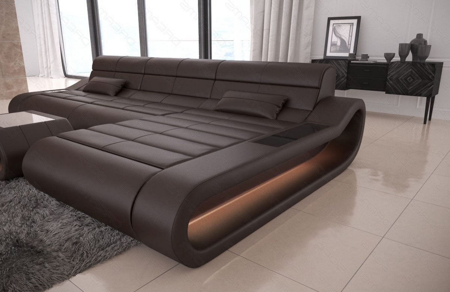 Ledersofa Concept L-Form – Lang & Komfortabel hellbraun