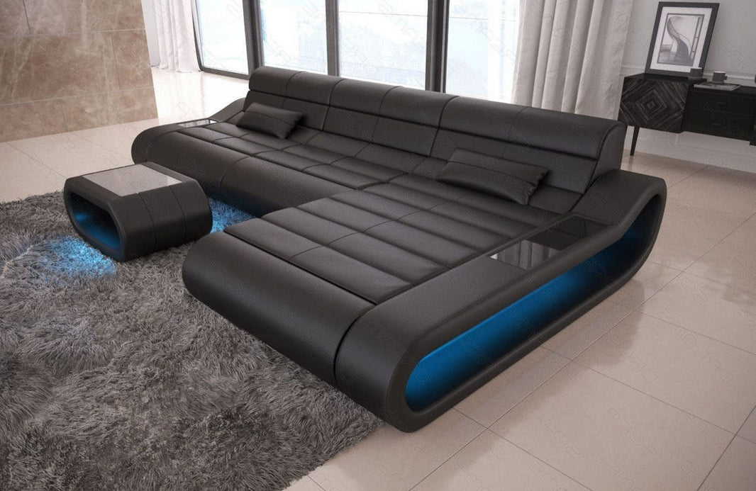Couch Concept Lang L-Form in Leder