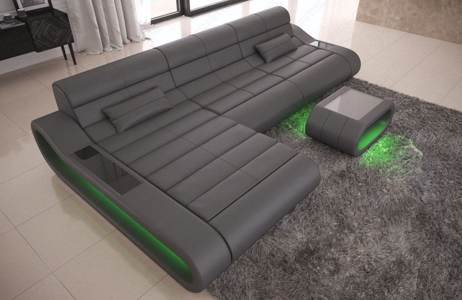 Ledersofa Concept L-Form – Lang & Komfortabel grau