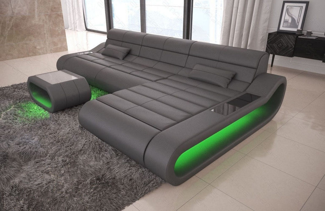 Couch Concept Lang L-Form in Leder