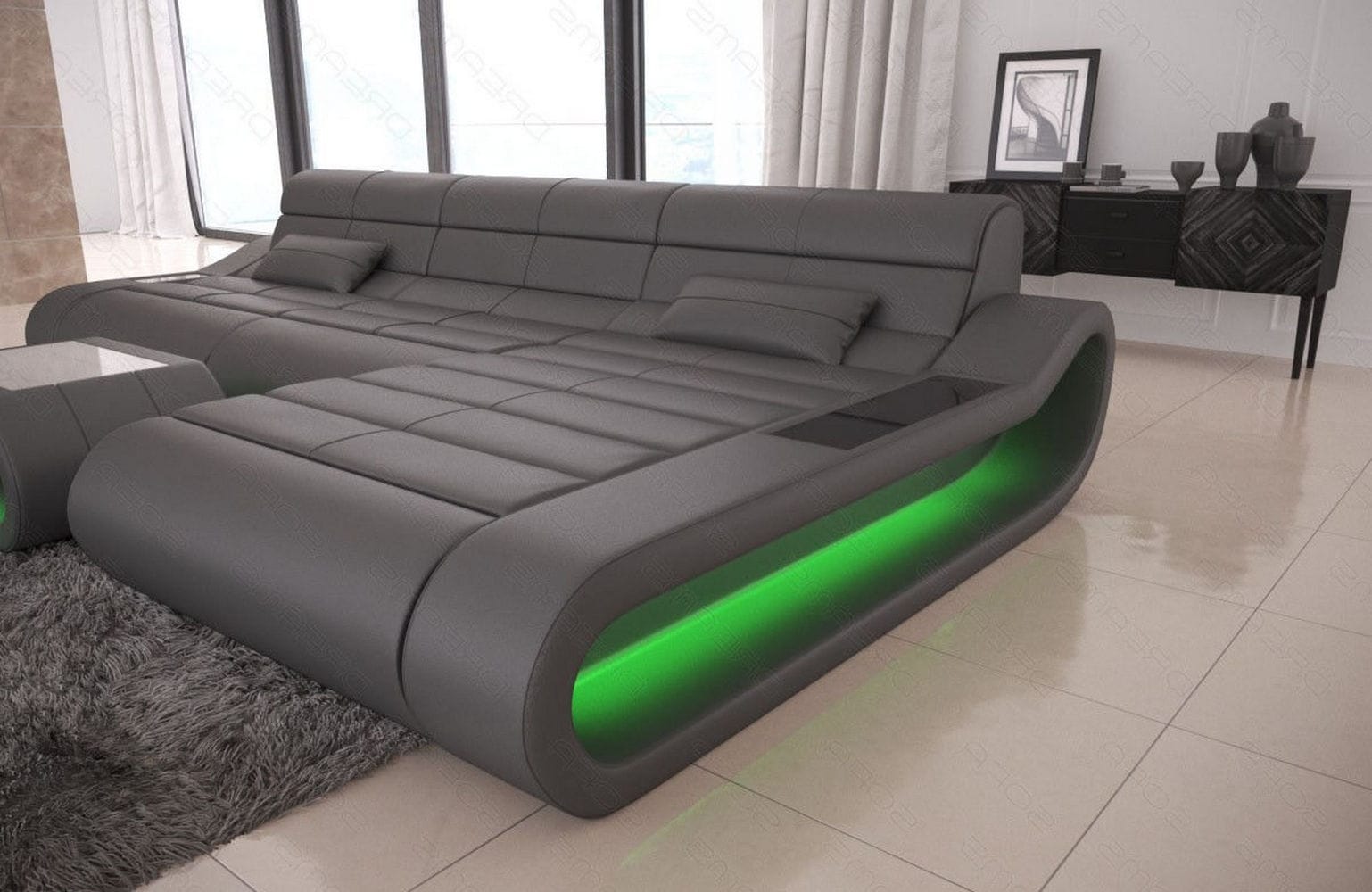 Ledersofa Concept L-Form – Lang & Komfortabel grau