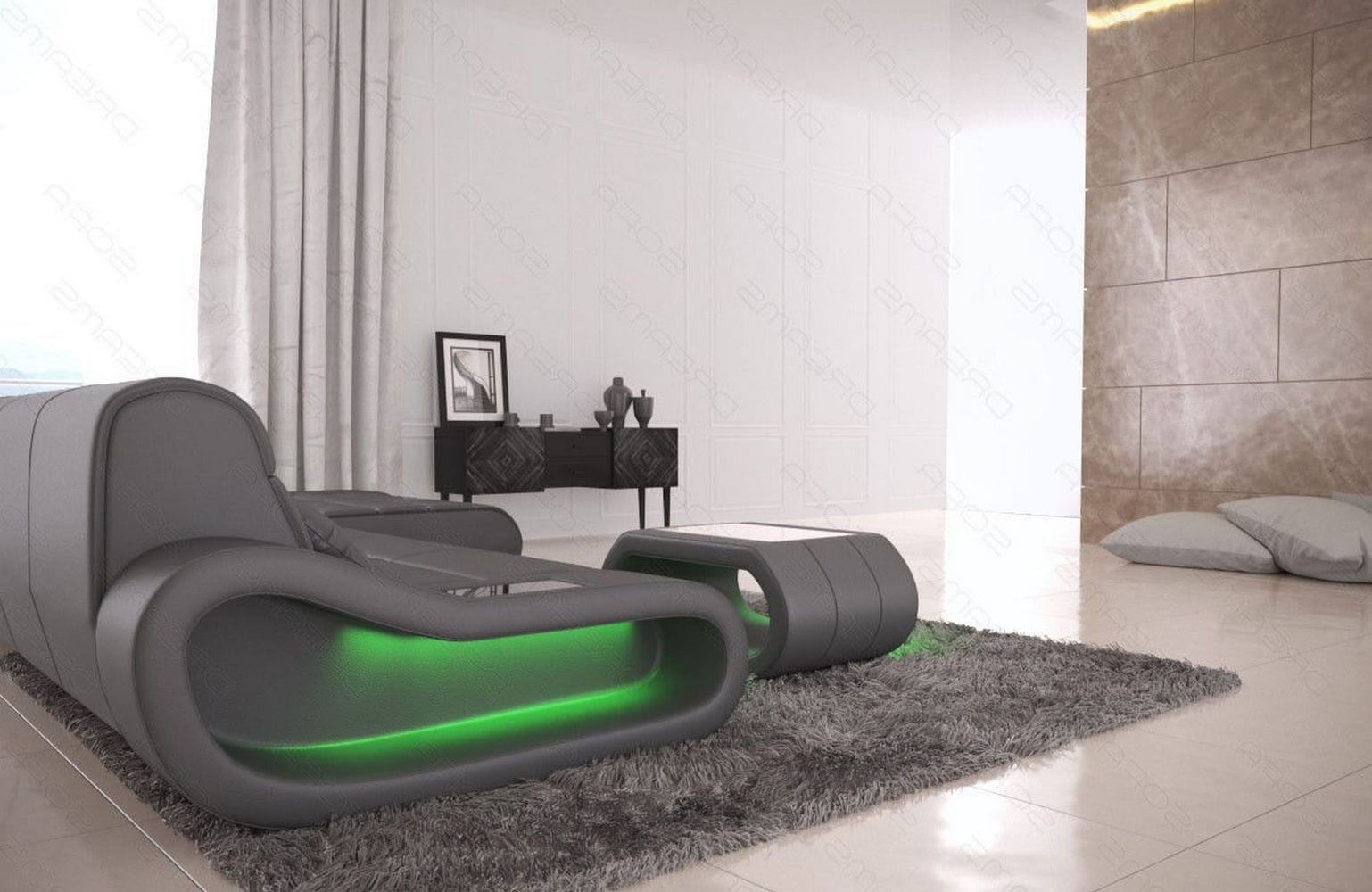 Ledersofa Concept L-Form – Lang & Komfortabel grau