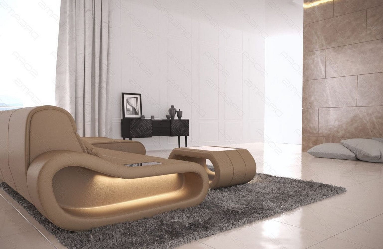Ledersofa Concept L-Form – Lang & Komfortabel sandbeige