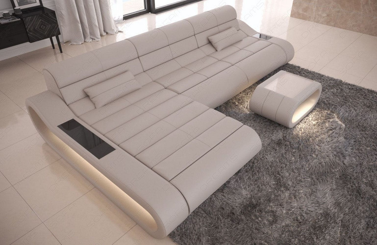 Ledersofa Concept L-Form – Lang & Komfortabel beige