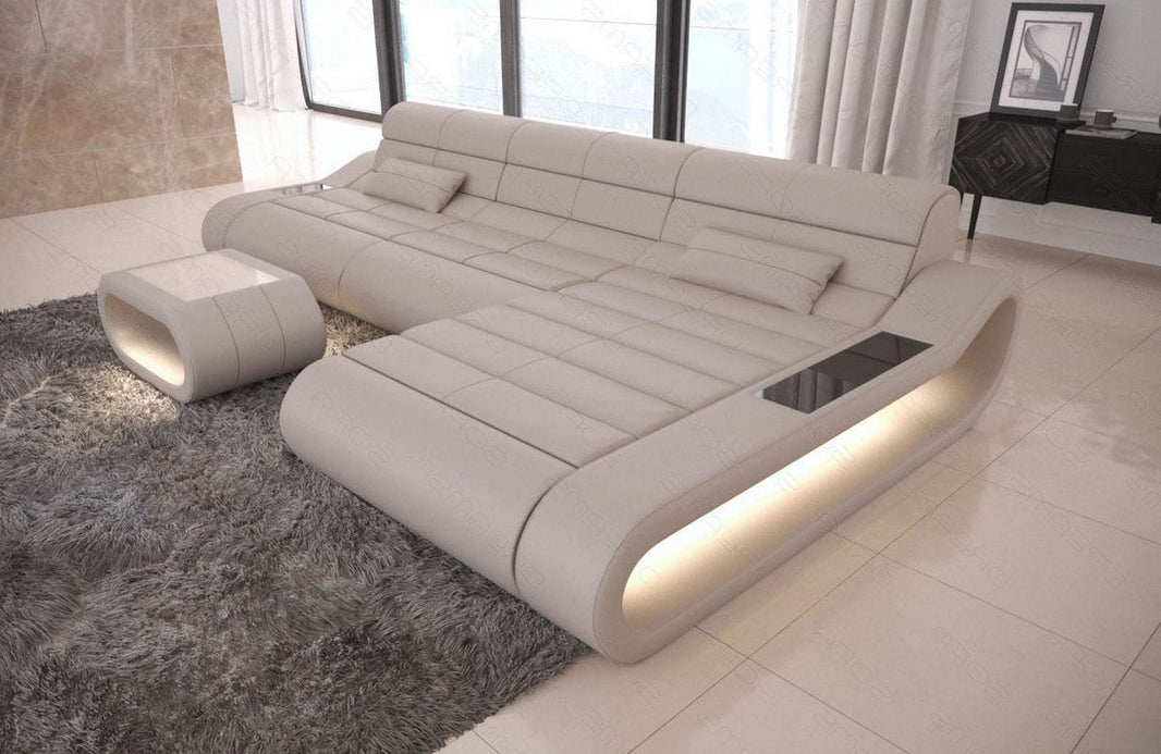 Couch Concept Lang L-Form in Leder
