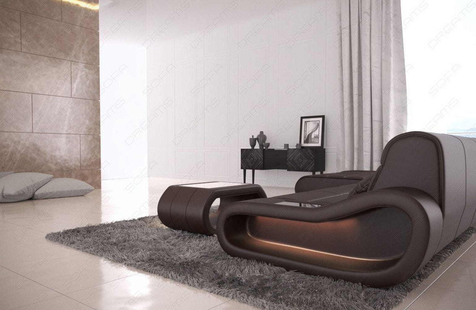 Ledersofa Concept L-Form – Lang & Komfortabel hellbraun