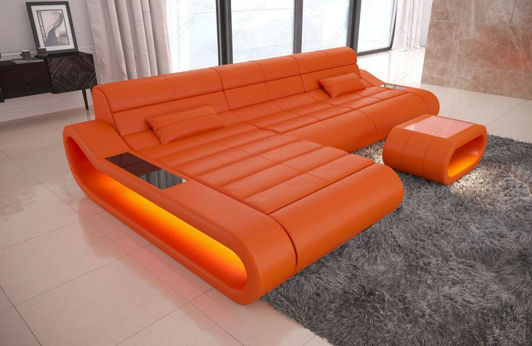 Couch Concept Lang L-Form in Leder