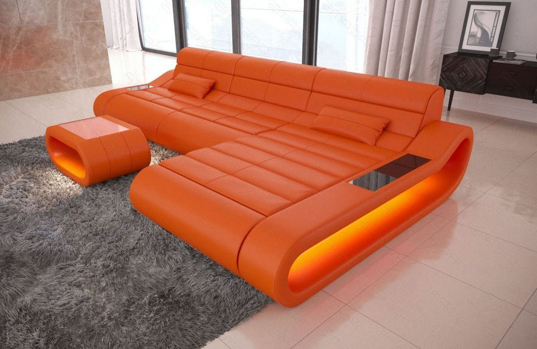 Couch Concept Lang L-Form in Leder