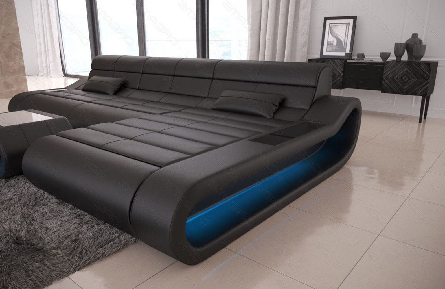 Ledersofa Concept L-Form – Lang & Komfortabel schwarz