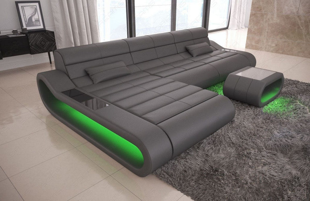 Couch Concept Lang L-Form in Leder