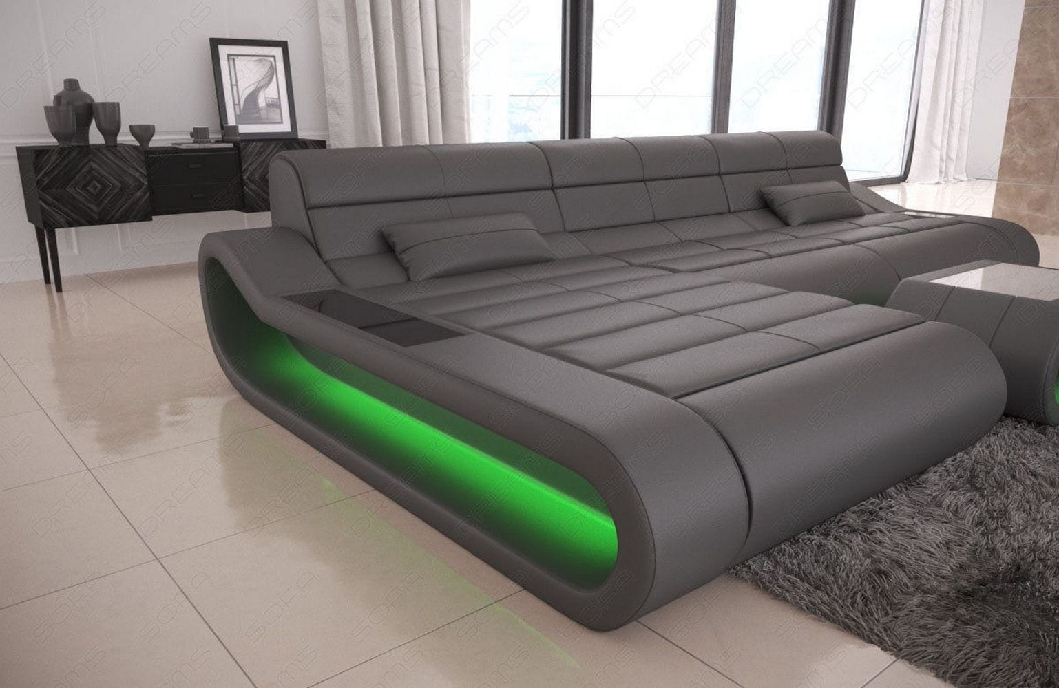Ledersofa Concept L-Form – Lang & Komfortabel grau
