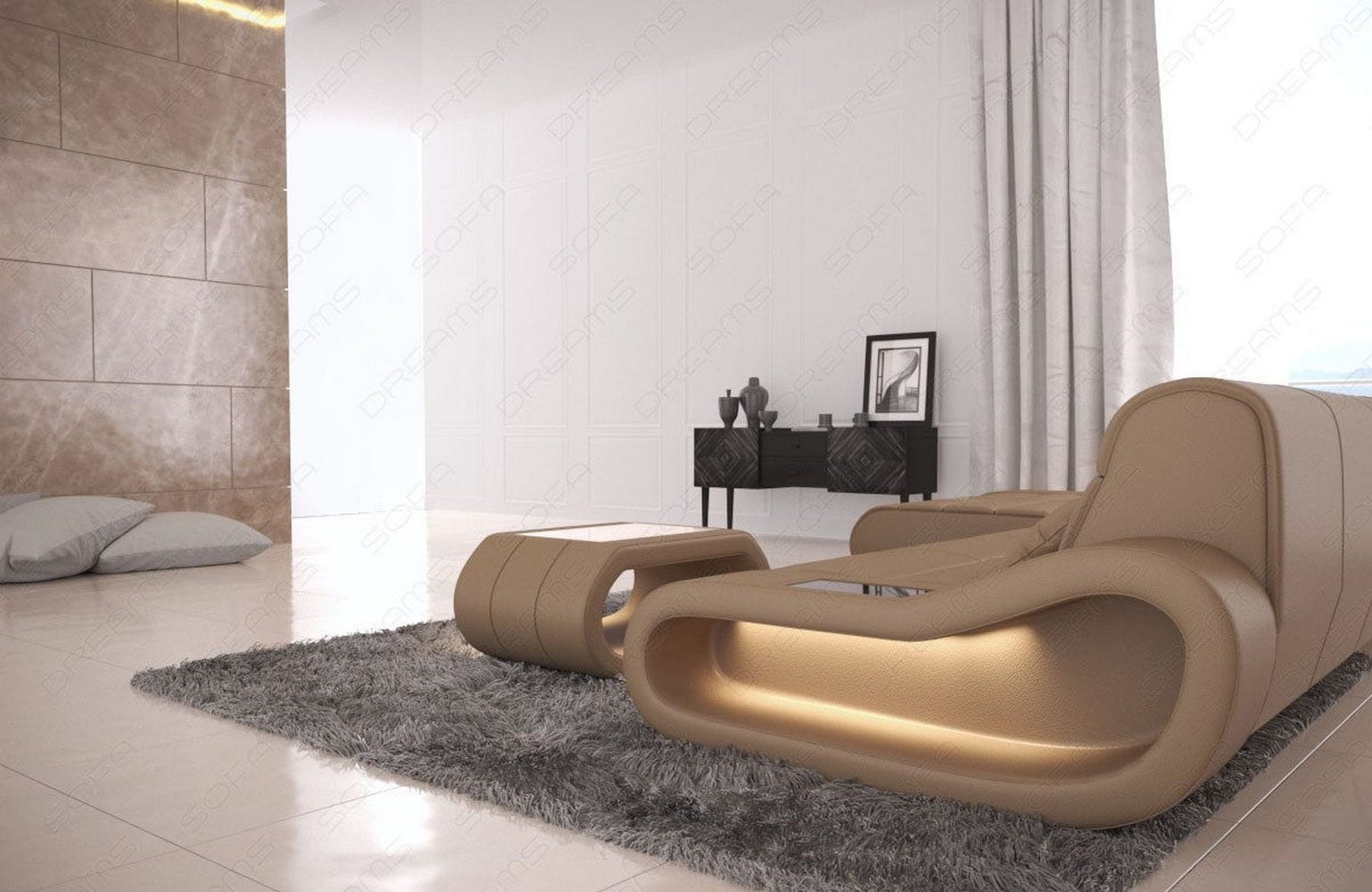 Ledersofa Concept L-Form – Lang & Komfortabel sandbeige