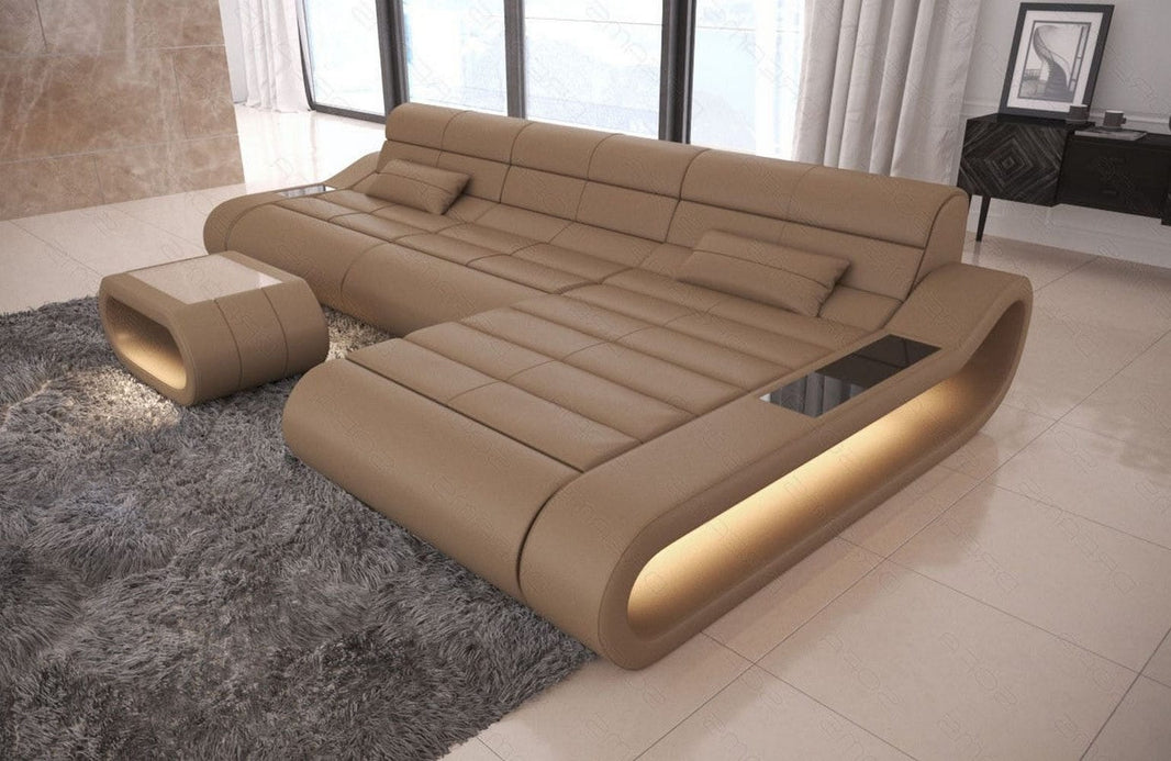 Couch Concept Lang L-Form in Leder