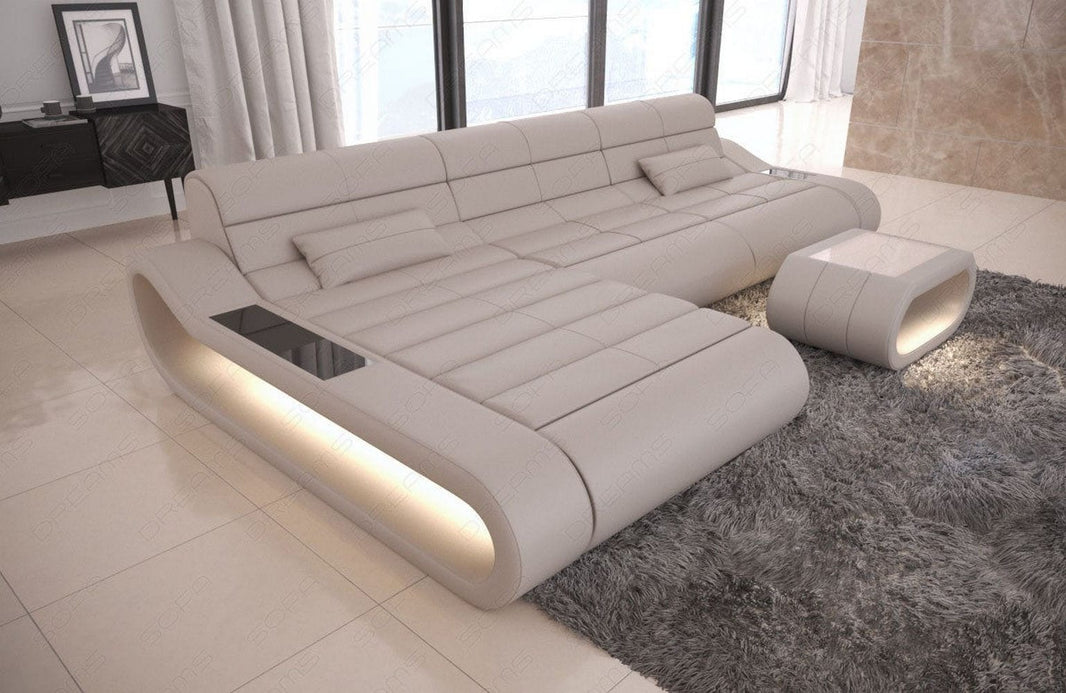 Couch Concept Lang L-Form in Leder