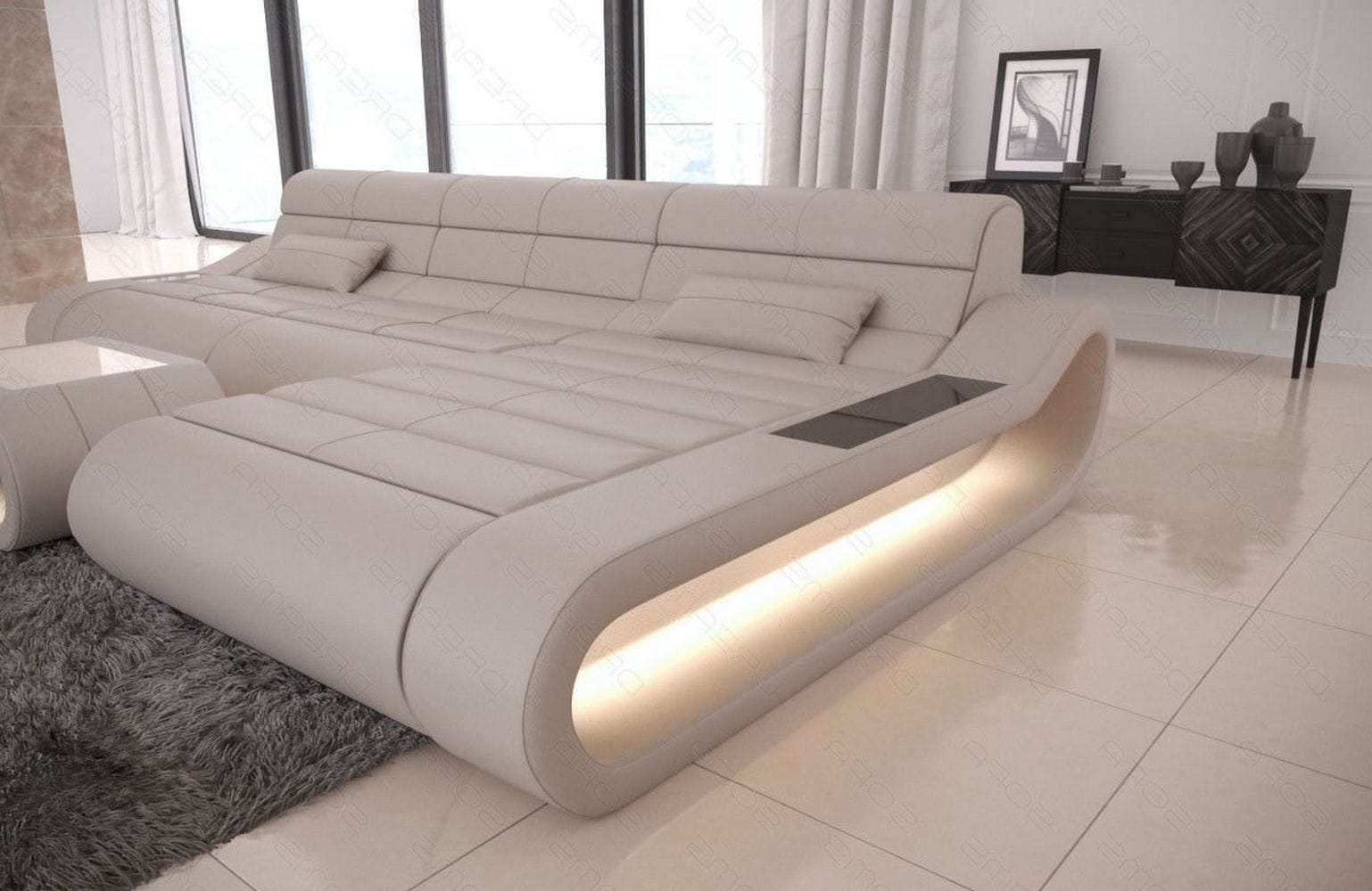 Ledersofa Concept L-Form – Lang & Komfortabel beige