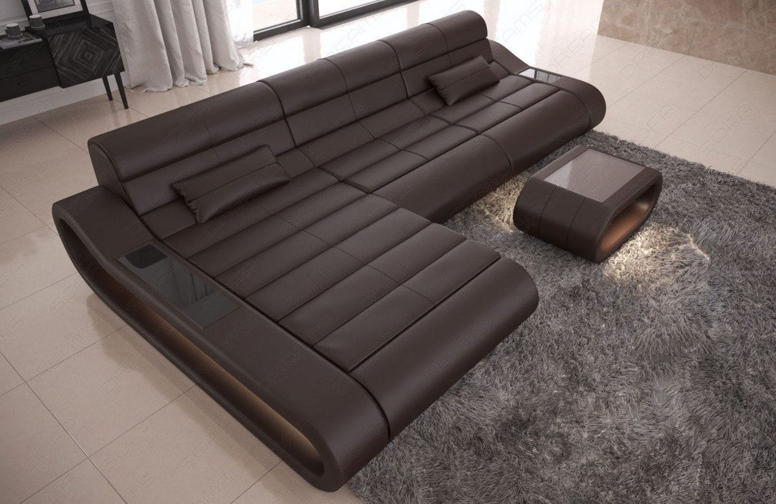 Ledersofa Concept L-Form – Lang & Komfortabel hellbraun