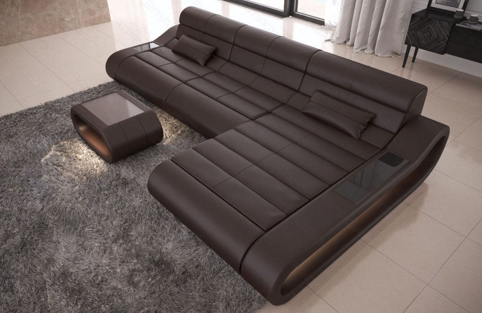 Ledersofa Concept L-Form – Lang & Komfortabel hellbraun