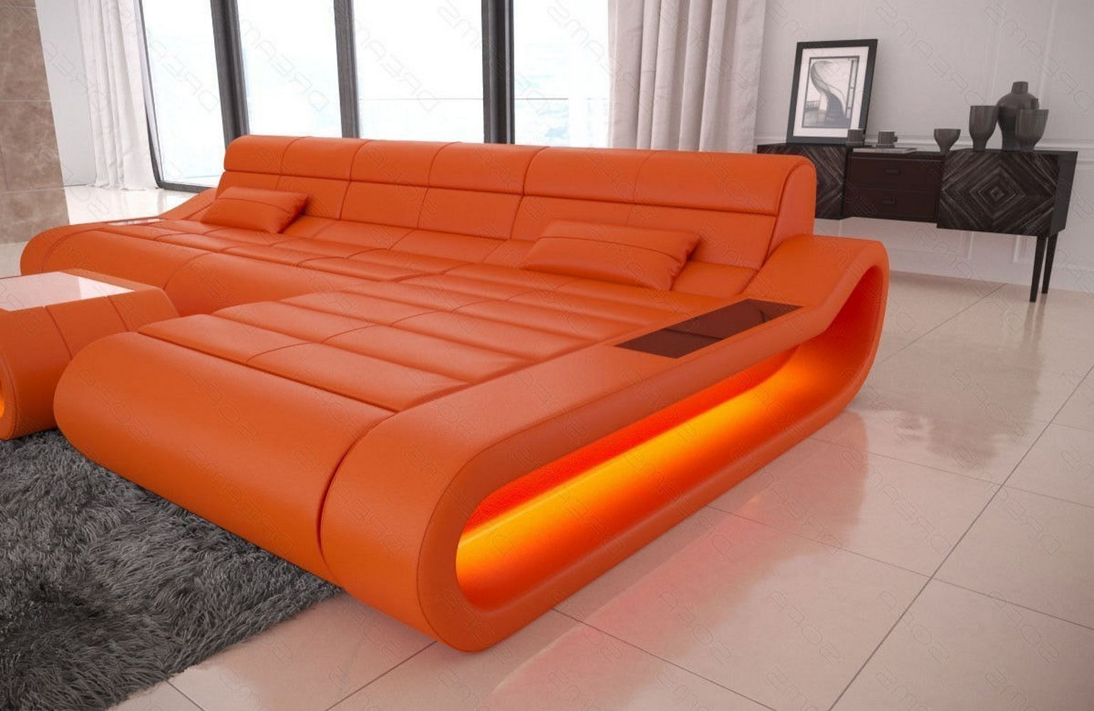 Ledersofa Concept L-Form – Lang & Komfortabel orange