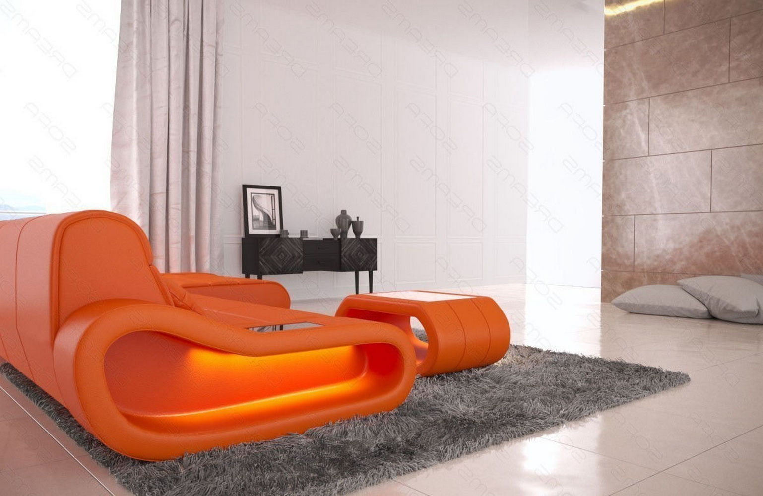 Ledersofa Concept L-Form – Lang & Komfortabel orange