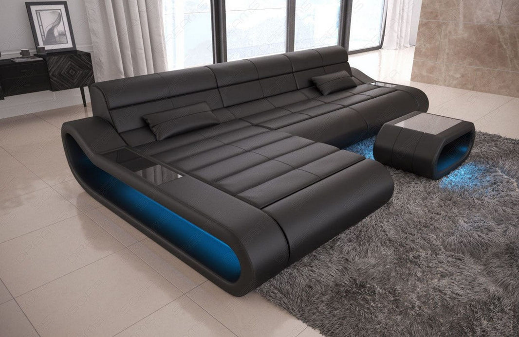 Couch Concept Lang L-Form in Leder