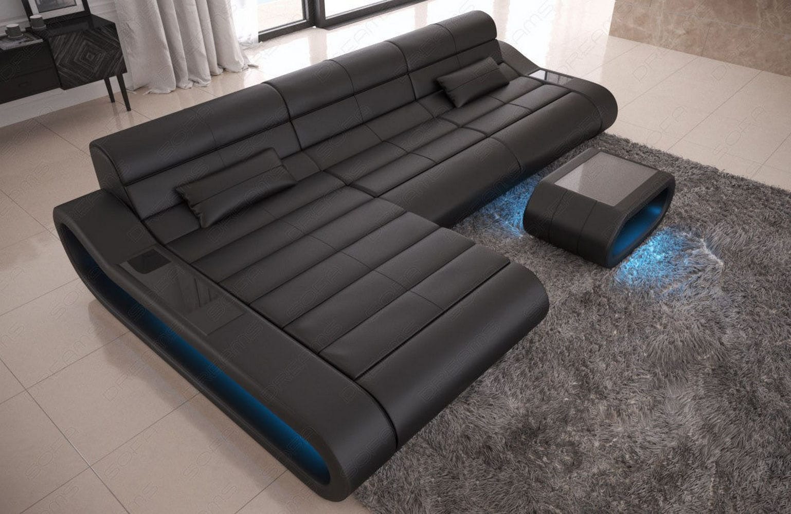 Ledersofa Concept L-Form – Lang & Komfortabel schwarz
