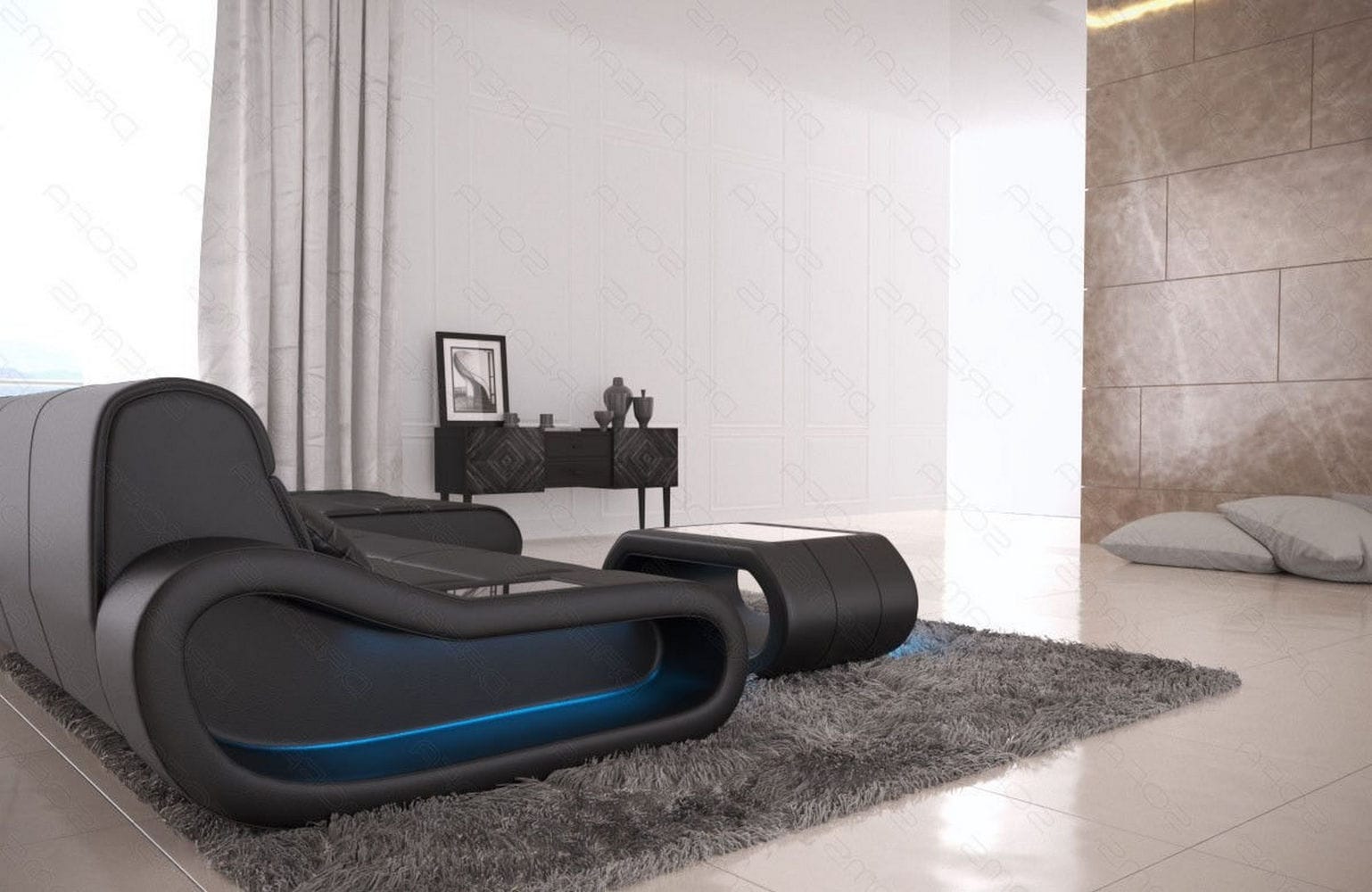 Ledersofa Concept L-Form – Lang & Komfortabel schwarz