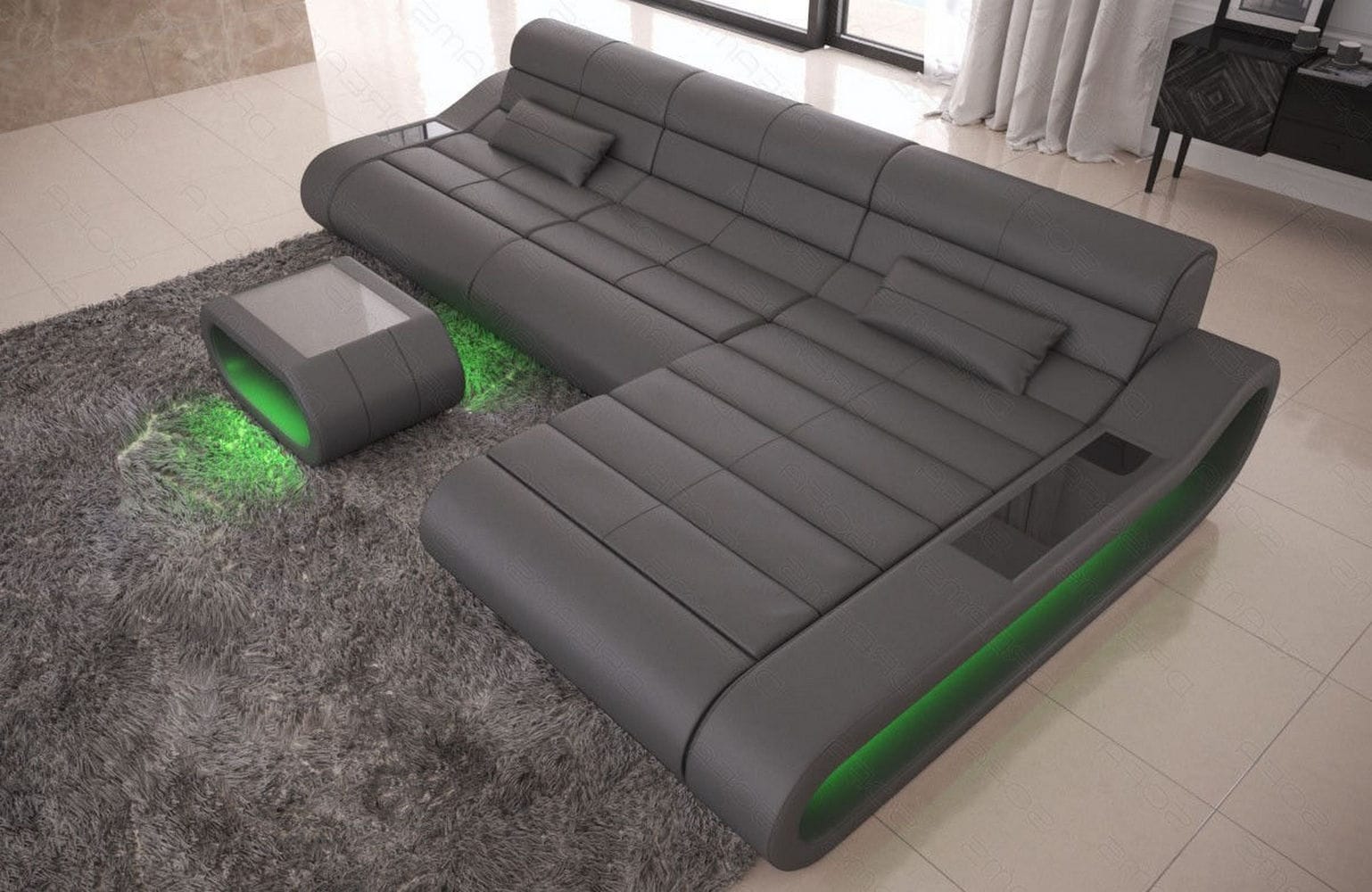 Ledersofa Concept L-Form – Lang & Komfortabel grau