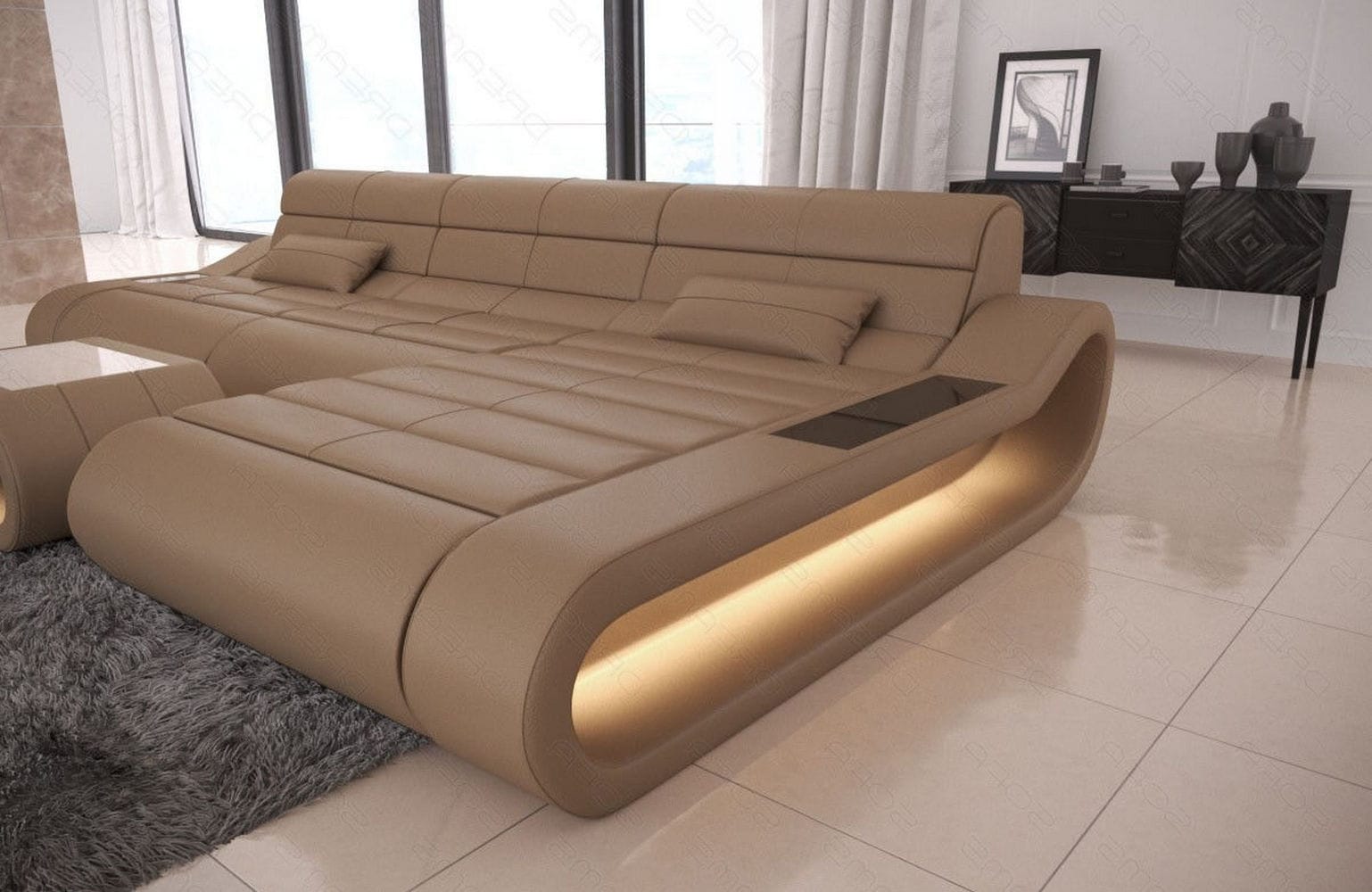 Ledersofa Concept L-Form – Lang & Komfortabel sandbeige