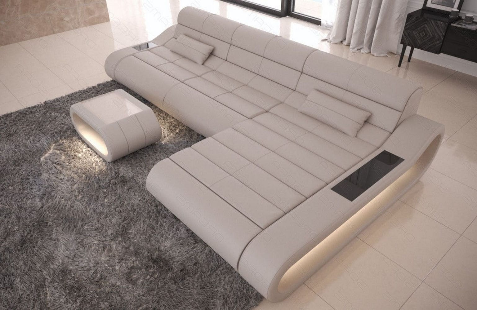 Ledersofa Concept L-Form – Lang & Komfortabel beige