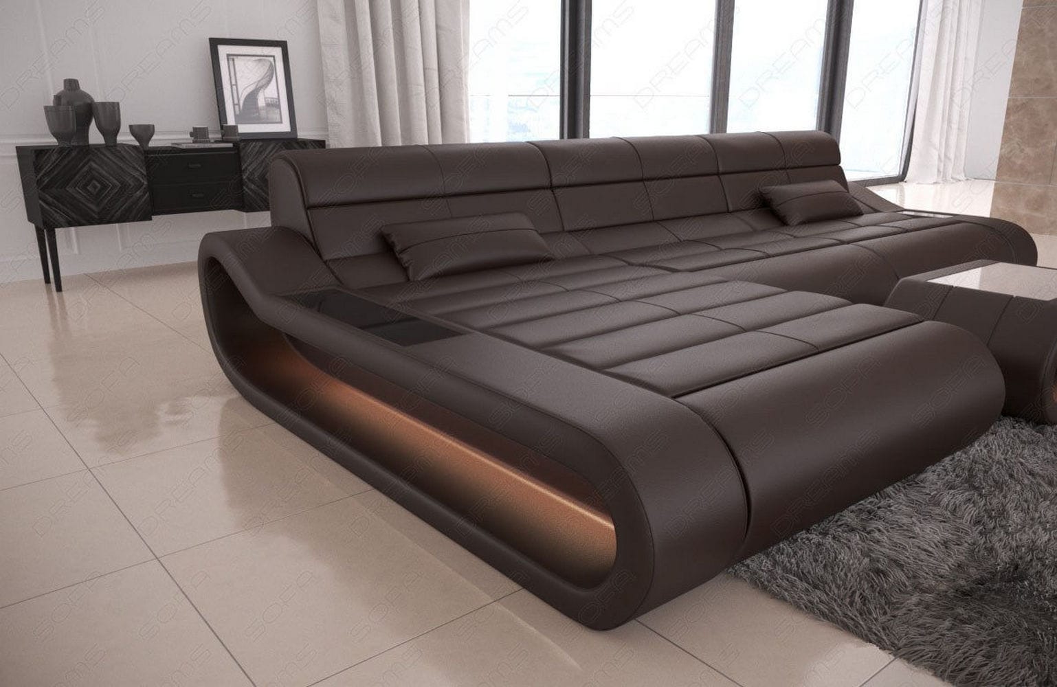 Ledersofa Concept L-Form – Lang & Komfortabel hellbraun
