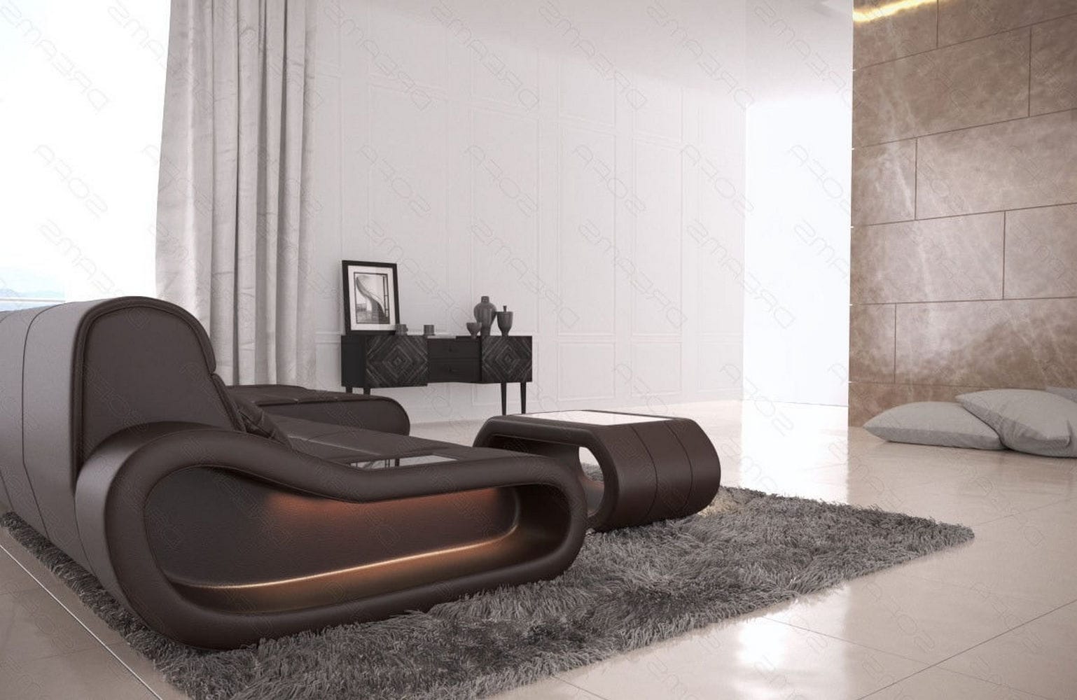 Ledersofa Concept L-Form – Lang & Komfortabel hellbraun